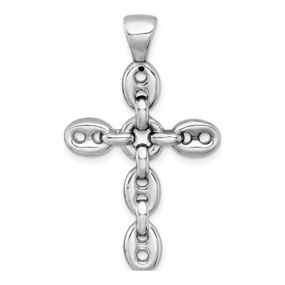 Sterling Silver Mariner Link Cross Pendant – view 4