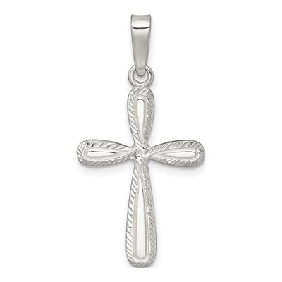 Sterling Silver Diamond-Cut Cross Pendant