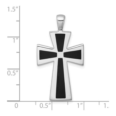Sterling Silver Black Resin Cross Pendant – view 5
