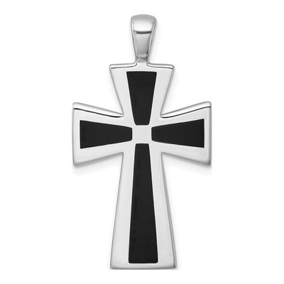 Sterling Silver Black Resin Cross Pendant