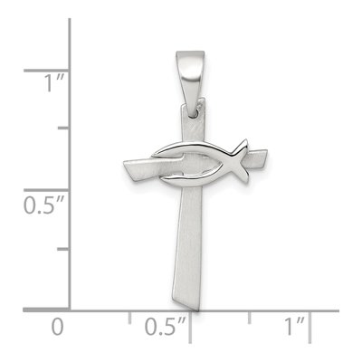 Sterling Silver Cross Ichthus Pendant – view 5