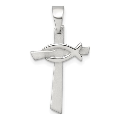 Sterling Silver Cross Ichthus Pendant