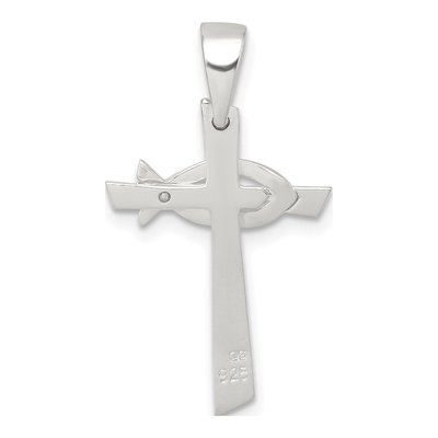 Sterling Silver Cross Ichthus Fish Pendant – view 4