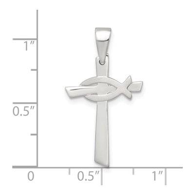 Sterling Silver Cross Ichthus Fish Pendant – view 5