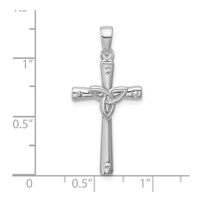 Sterling Silver CZ Celtic Trinity Cross Pendant – view 4