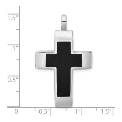 Sterling Silver Black Resin Latin Cross Pendant – view 5
