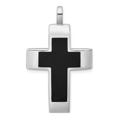Sterling Silver Black Resin Latin Cross Pendant