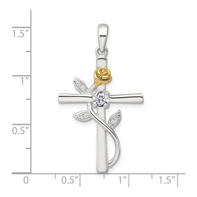 Sterling Silver CZ Cross Pendant – view 5