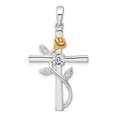 Sterling Silver CZ Cross Pendant