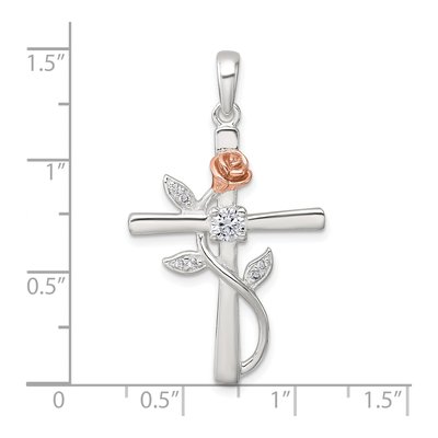 Sterling Silver CZ Cross Pendant – view 5