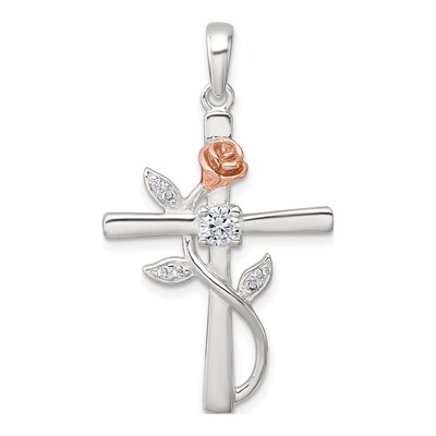 Sterling Silver CZ Cross Pendant