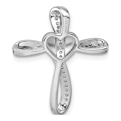 Sterling Silver CZ Heart Cross Slide Pendant – view 4