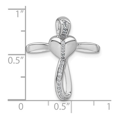 Sterling Silver CZ Heart Cross Slide Pendant – view 5
