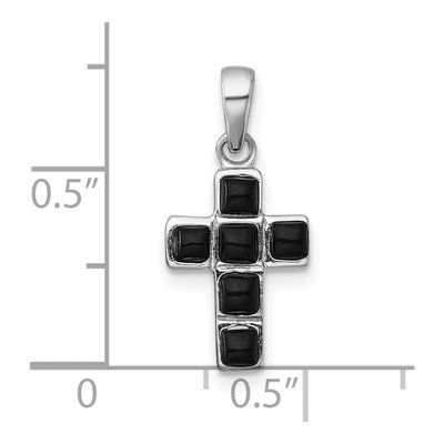 Sterling Silver Onyx Latin Cross Pendant – view 5