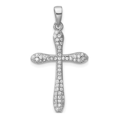 Sterling Silver CZ Pave Cross Pendant
