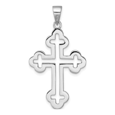 Sterling Silver Cutout Budded Cross Pendant – view 4