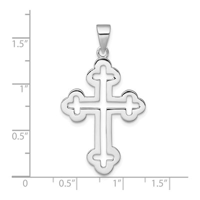 Sterling Silver Cutout Budded Cross Pendant – view 5