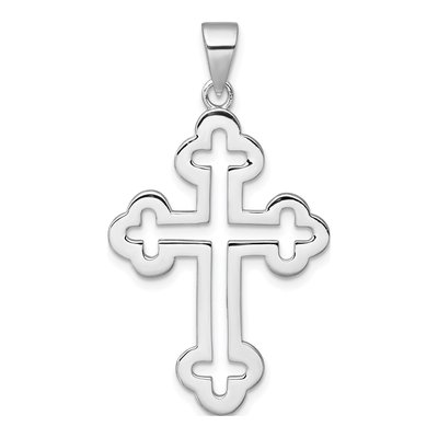 Sterling Silver Cutout Budded Cross Pendant