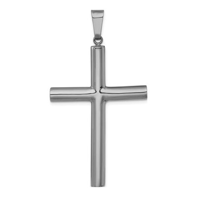 Sterling Silver Ruthenium-Plated Hollow Latin Cross Pendant