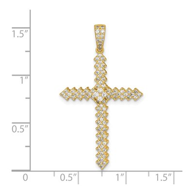 Gold-Plated Sterling Silver CZ Pave Latin Cross Pendant – view 5