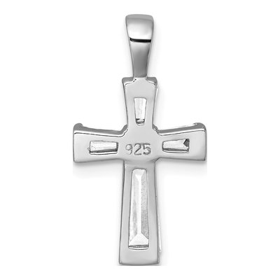 Sterling Silver CZ Baguette Cross Pendant – view 4