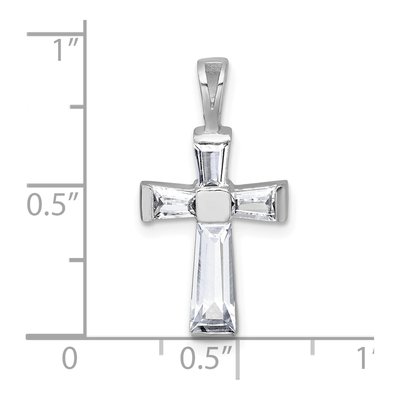 Sterling Silver CZ Baguette Cross Pendant – view 5