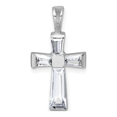 Sterling Silver CZ Baguette Cross Pendant