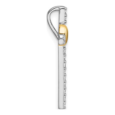 Gold-Plated Sterling Silver CZ Heart Cross Slide Pendant – view 3