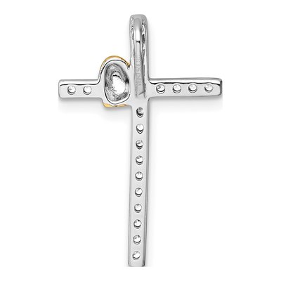 Gold-Plated Sterling Silver CZ Heart Cross Slide Pendant – view 4