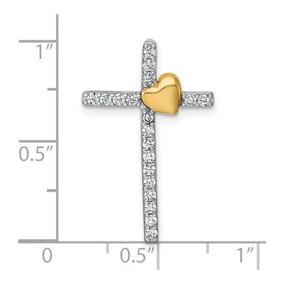 Gold-Plated Sterling Silver CZ Heart Cross Slide Pendant – view 5