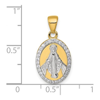 Gold-Plated Sterling Silver CZ Miraculous Medal Pendant – view 5