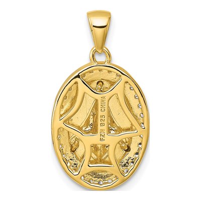 Gold-Plated Sterling Silver CZ Miraculous Medal Pendant – view 4