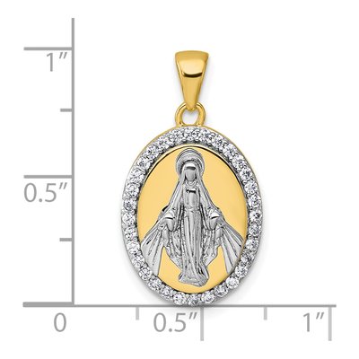 Gold-Plated Sterling Silver CZ Miraculous Medal Pendant – view 5