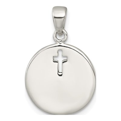 Sterling Silver Cross Disc Pendant – view 4