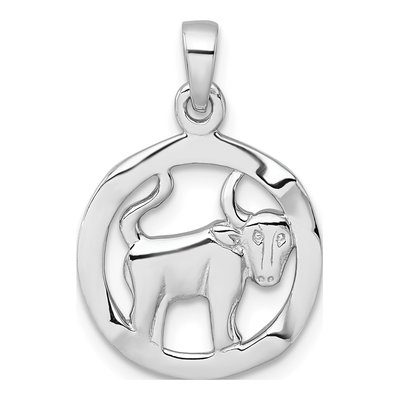 Sterling Silver Reversible Taurus Zodiac Pendant