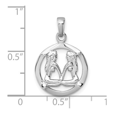 Sterling Silver Gemini Zodiac Circle Pendant – view 5