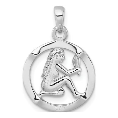 Sterling Silver Virgo Zodiac Circle Pendant – view 4