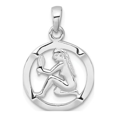 Sterling Silver Virgo Zodiac Circle Pendant