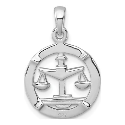Sterling Silver Libra Zodiac Scales Pendant – view 4