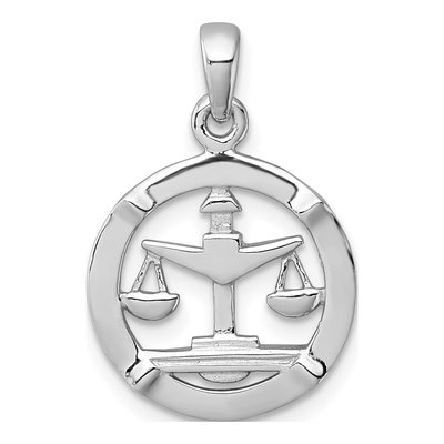 Sterling Silver Libra Zodiac Scales Pendant