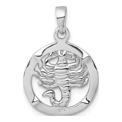 Sterling Silver Scorpio Zodiac Circle Pendant – view 4