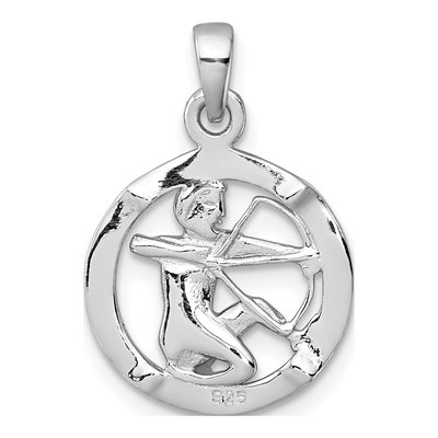 Sterling Silver Sagittarius Zodiac Circle Pendant – view 4