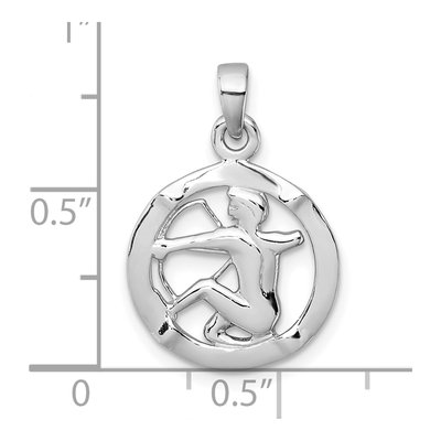 Sterling Silver Sagittarius Zodiac Circle Pendant – view 5