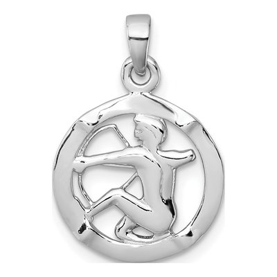 Sterling Silver Sagittarius Zodiac Circle Pendant