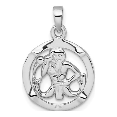Sterling Silver Aquarius Zodiac Pendant – view 4