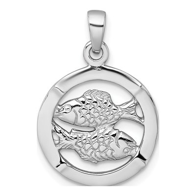 Sterling Silver Reversible Pisces Zodiac Pendant