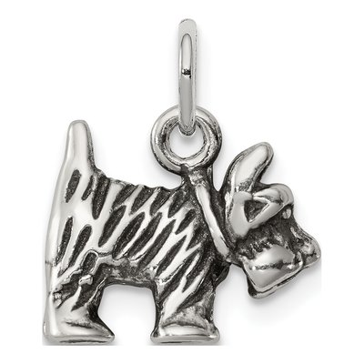 Sterling Silver Antiqued Dog Charm