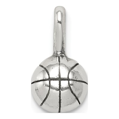 Sterling Silver Antiqued Basketball Charm