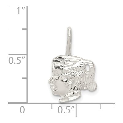 Sterling Silver Girl Head Pendant – view 4