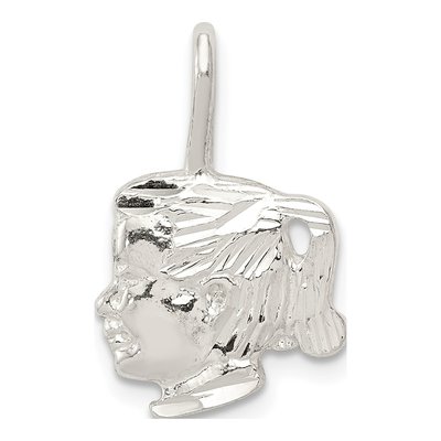 Sterling Silver Girl Head Pendant